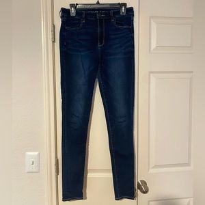 American Eagle Skinny Dark Blue Hi-Rise Jegging Size 8 Long